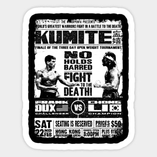 Bloodsport Poster Kumite Frank Dux vs Chong Li Sticker